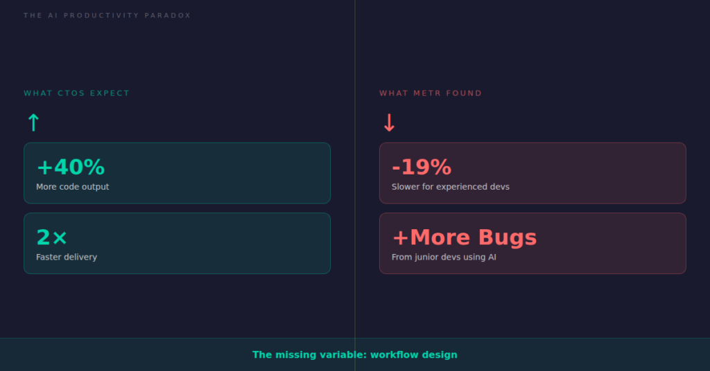 The AI Productivity Paradox - What CTOs expect vs what METR found